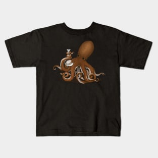 Octopus Holding Glass Lab Flask Kids T-Shirt